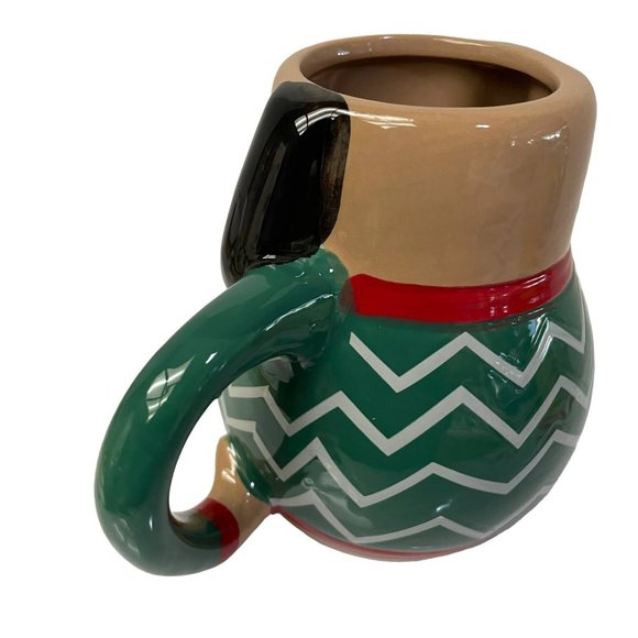Collectible Christmas Dog Puppy Coffee Mug Green Sweater Red Scarf 5" x 2 1/2" - Picture 7 of 8